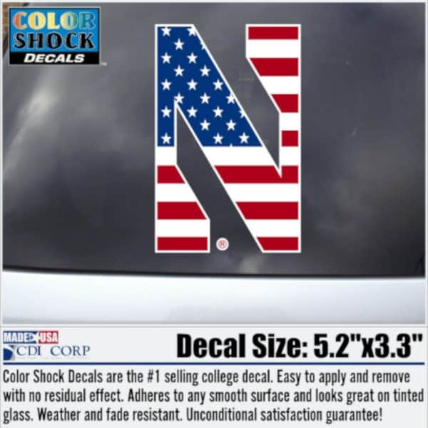 Northwestern University Wildcats Stylized N Flag Design Outside Application Decal