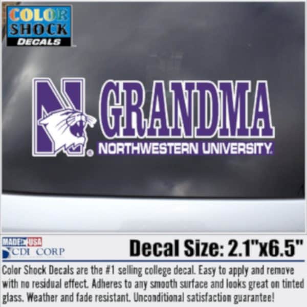 Northwestern University Wildcats Outside Application Decal with N-Cat Grandma Design