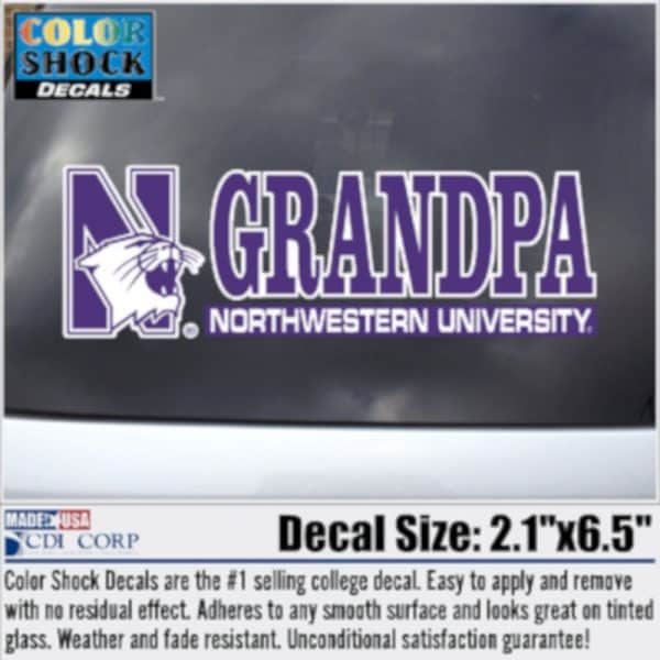 Northwestern University Wildcats Outside Application Decal with N-Cat & Grandpa Design