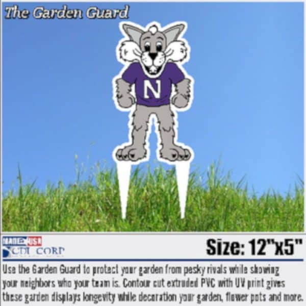 Northwestern University Laser Cut Willie the Wildcat Garden Guard Yard Sign