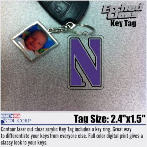 Northwestern University Laser Cut Acrylic N Design Key Chain