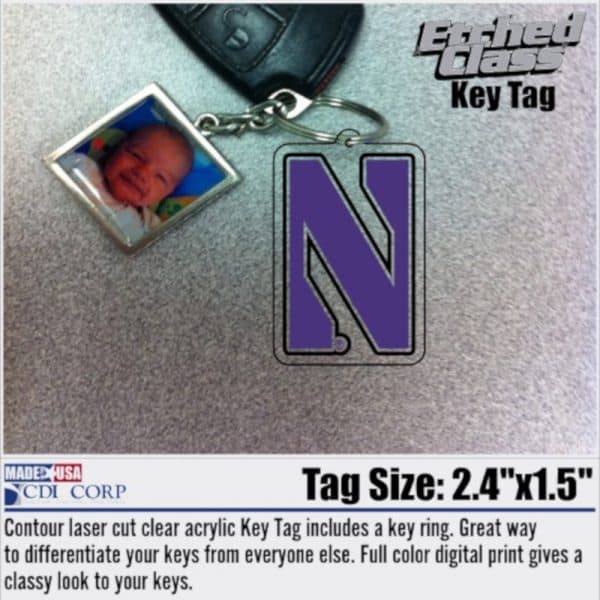 Northwestern University Laser Cut Acrylic N Design Key Chain