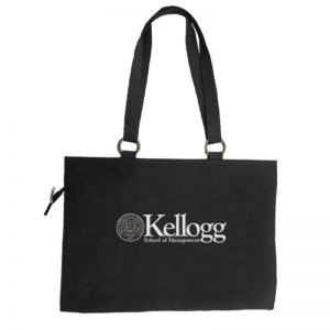 Northwestern I Kellogg Black Zippered Tote Bag