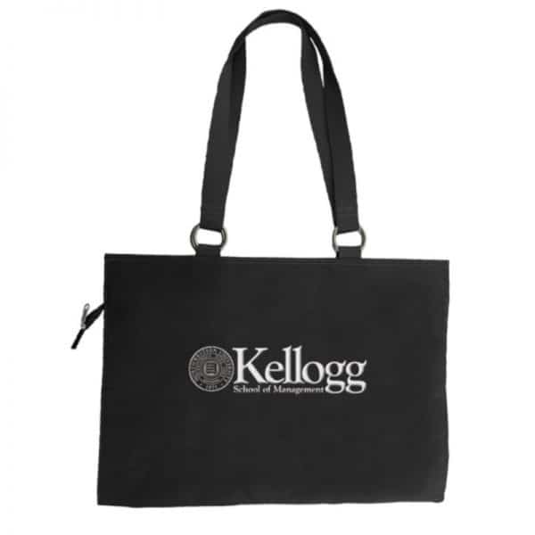 Northwestern I Kellogg Black Zippered Tote Bag