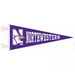 Northwestern Wildcats Wool Felt Pennant with the Mascot Design (9X24)