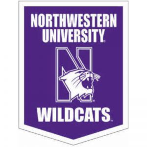 Northwestern Wildcats Wool Felt Vertical Podium Rafter Banner with Mascot Design (18"X24")