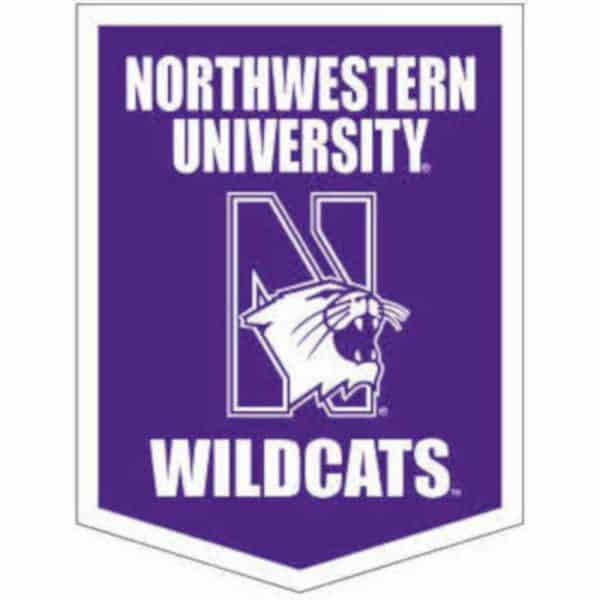 Northwestern Wildcats Wool Felt Vertical Podium Rafter Banner with Mascot Design (18"X24")