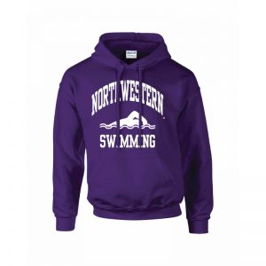 Northwestern Wildcats Men's Purple Hooded Sweatshirt with Swimming Design