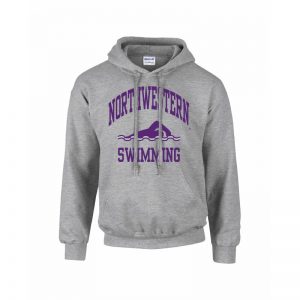 Northwestern Wildcats Men's Grey Hooded Sweatshirt with Swimming Design