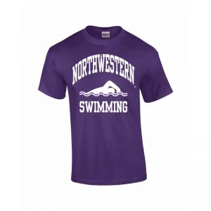 Northwestern Wildcats Youth Purple Short Sleeve Tee Shirt with Swimming Design