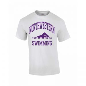 Northwestern Wildcats Youth White Short Sleeve Tee Shirt with Swimming Design