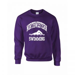 Northwestern Wildcats Youth Purple Crewneck Sweatshirt with Swimming Design