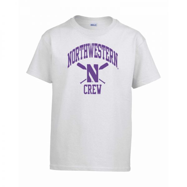 Northwestern University Wildcats White Short Sleeve Tee Shirt with Crew Design