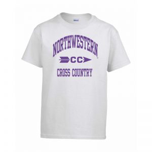 Northwestern Wildcats Men's White Short Sleeve Tee Shirt with Cross Country Design