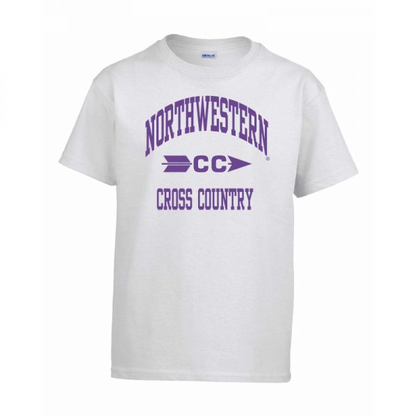 Northwestern Wildcats Men's White Short Sleeve Tee Shirt with Cross Country Design