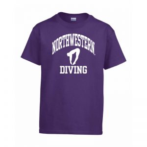 Northwestern University Wildcats Purple Short Sleeve Tee Shirt with Diving Design