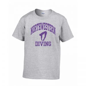 Northwestern University Wildcats Grey Short Sleeve Tee Shirt with Diving Design