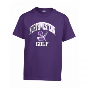 Northwestern Wildcats Men's Purple Short Sleeve Tee Shirt with Golf Design