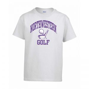 Northwestern Wildcats Men's White Short Sleeve Tee Shirt with Golf Design