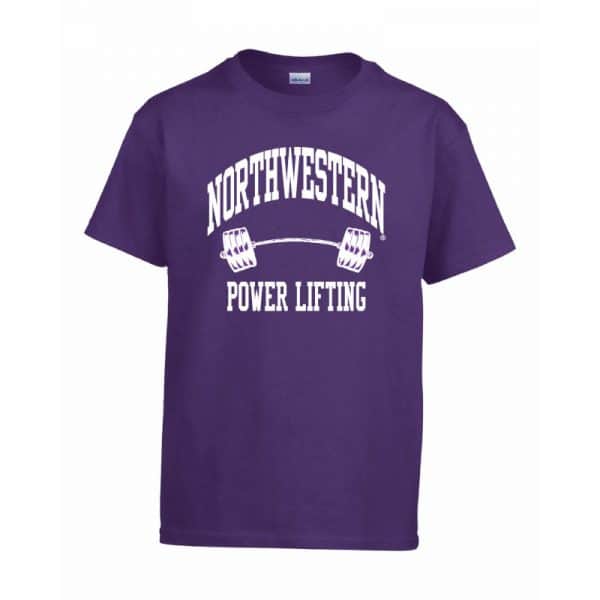 Northwestern Wildcats Men's Purple Short Sleeve Tee Shirt with Power Lifting Design