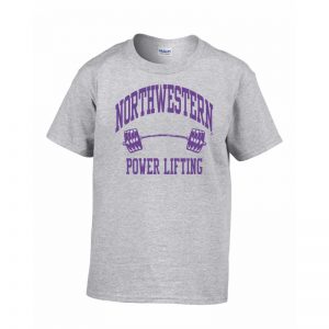 Northwestern Wildcats Men's Grey Short Sleeve Tee Shirt with Power Lifting Design