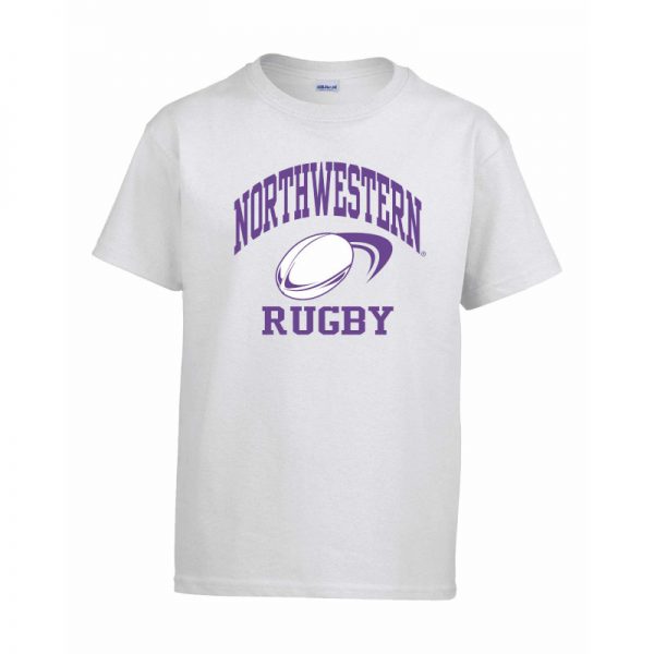 Northwestern Wildcats Men's White Short Sleeve Tee Shirt with Rugby Design