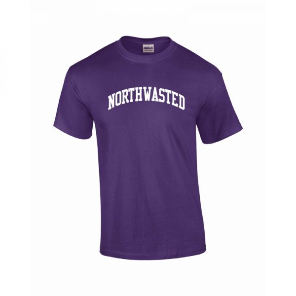 Youth Purple Short Sleeve Tee Shirt with "Northwasted" Design