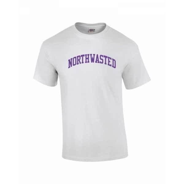 Youth White Short Sleeve Tee Shirt with "Northwasted" Design