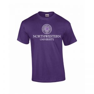 Northwestern Wildcats Men's Purple Short Sleeve Tee Shirt with Northwestern University Seal Design