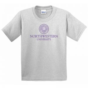 Northwestern Wildcats Men's Light Grey Short Sleeve Tee Shirt with Northwestern University Seal Design