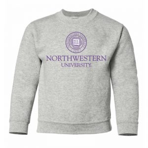 Northwestern University Wildcats Youth Light Grey Crewneck Sweatshirt with Northwestern University Seal Design