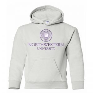 Northwestern Wildcats Youth White Hooded Sweatshirt with Northwestern University Seal Design