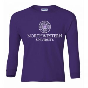 Northwestern Wildcats Men's Purple Long Sleeve Tee Shirt with Northwestern University Seal Design