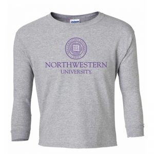 Northwestern Wildcats Men's Dark Grey Long Sleeve Tee Shirt with Northwestern University Seal Design
