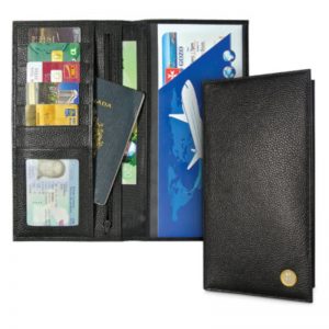 Northwestern Wildcats Mascot Design Silver Medallion Leather Passport Wallet   