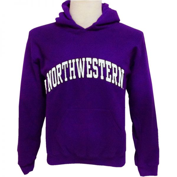 Northwestern Wildcats Purple Hooded Sweatshirt with Full Chest Embroidered Northwestern Design