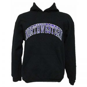 Northwestern Wildcats Black Hooded Sweatshirt with Full Chest Embroidered Northwestern Design