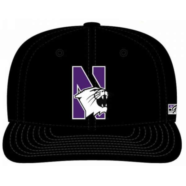 Northwestern Wildcats Black Fitted Hat with Stylized N-Cat Design