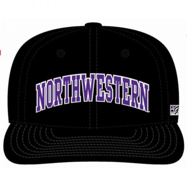 Northwestern Wildcats Black Fitted Hat with Arched Northwestern Design