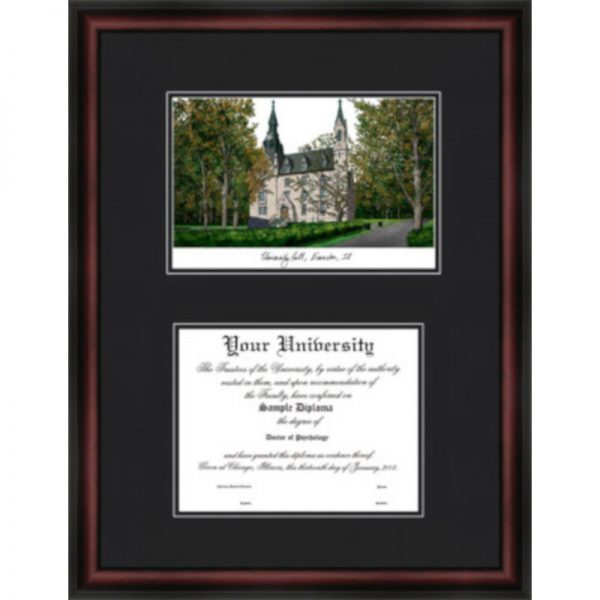 Northwestern University Diplomate Framed Lithograph with Diploma Openning