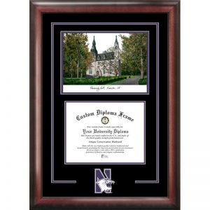Northwestern University Wildcats Spirit Graduate University Hall lithograph and diploma opening.