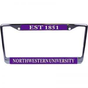 Northwestern Wildcats Chrome License Plate Frame with Purple Laser Cut EST 1851 Northwestern University Insert
