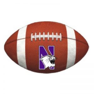 Northwestern Wildcats Outside Application Decal with N-cat on a Full Color Football Ball Image 7.5" x 4.7" 