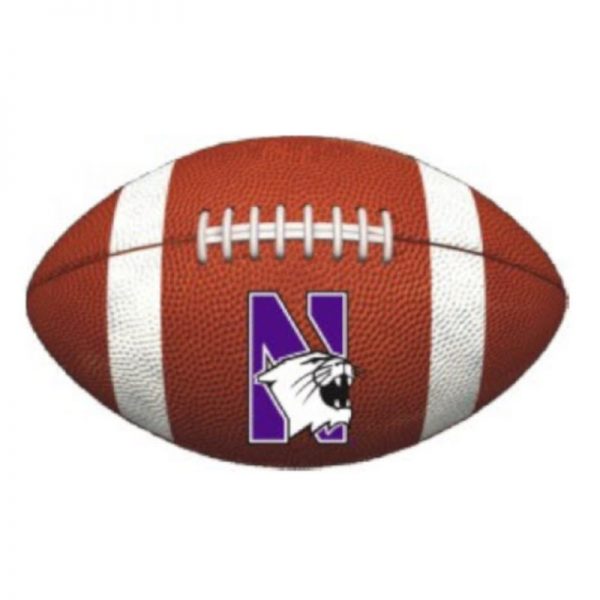 Northwestern Wildcats Outside Application Decal with N-cat on a Full Color Football Ball Image 7.5" x 4.7"