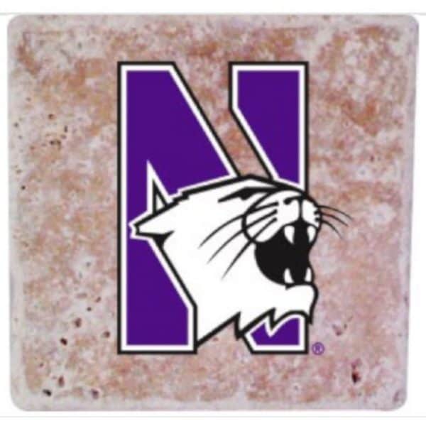 Northwestern Wildcats Stone Coasters with Multi Color N-Cat Pack of Two