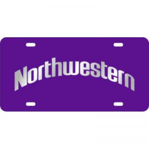 Northwestern Wildcats Thick Purple Mirrored Acrylic License Plate with Arched Northwestern Design