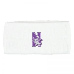 Northwestern Wildcats White Knit Headband with N-Cat Design