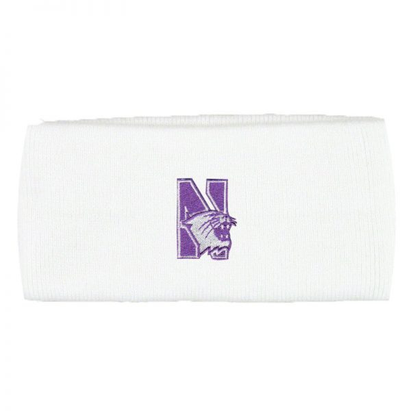 Northwestern Wildcats White Knit Headband with N-Cat Design
