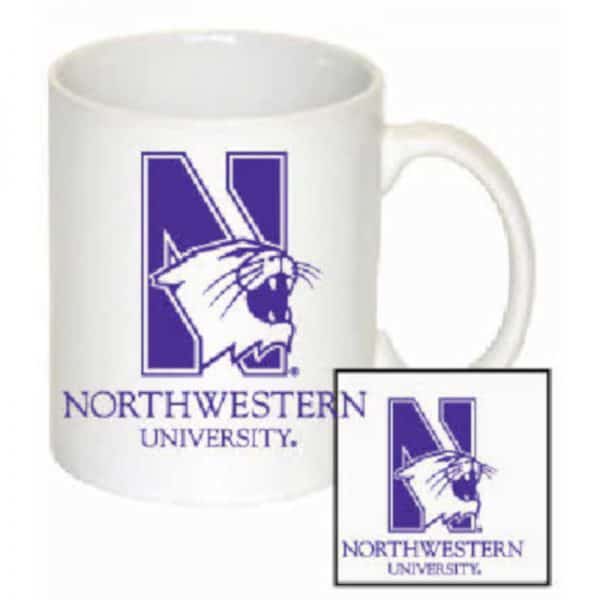 Northwestern Wildcats 11 oz. White Ceramic Coffee Mug  with Mascot Design