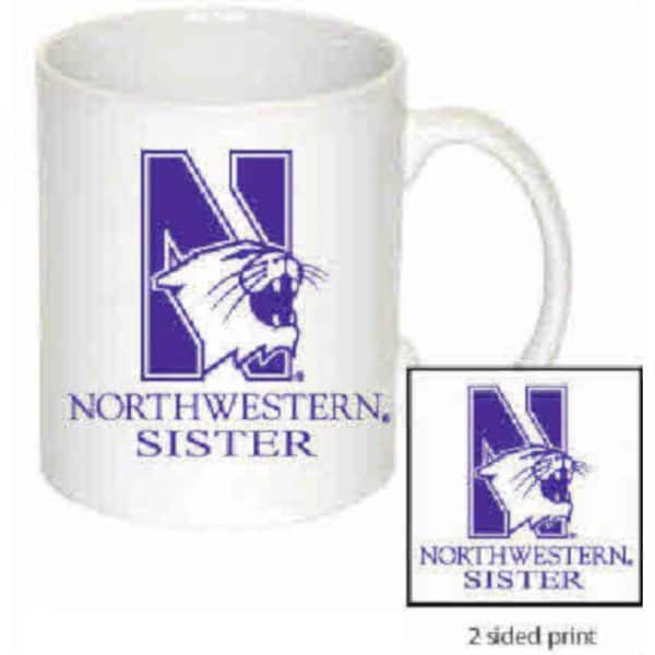 Northwestern University Wildcats 11 oz. White Ceramic Coffee Mug with Sister Design